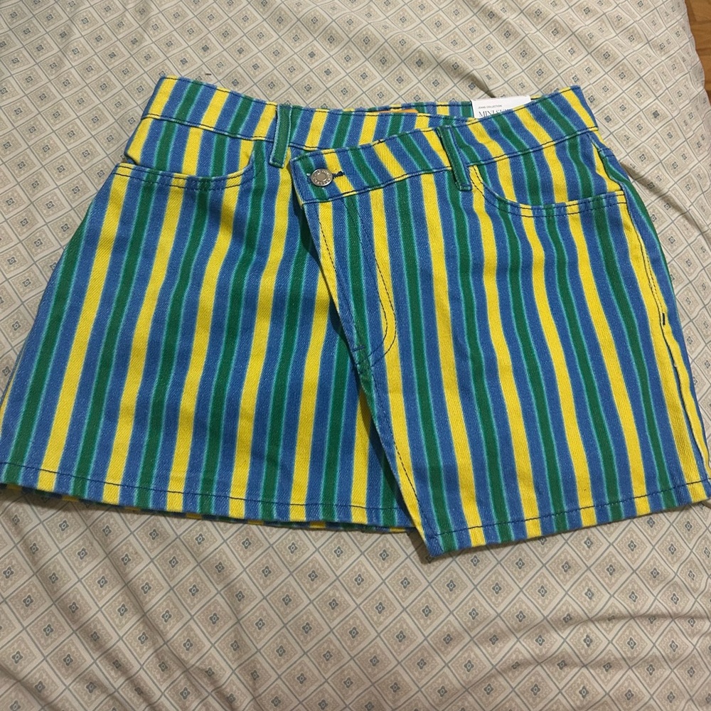 Simonmiller Striped Yellow, Green, and Blue Women's Mini Skort